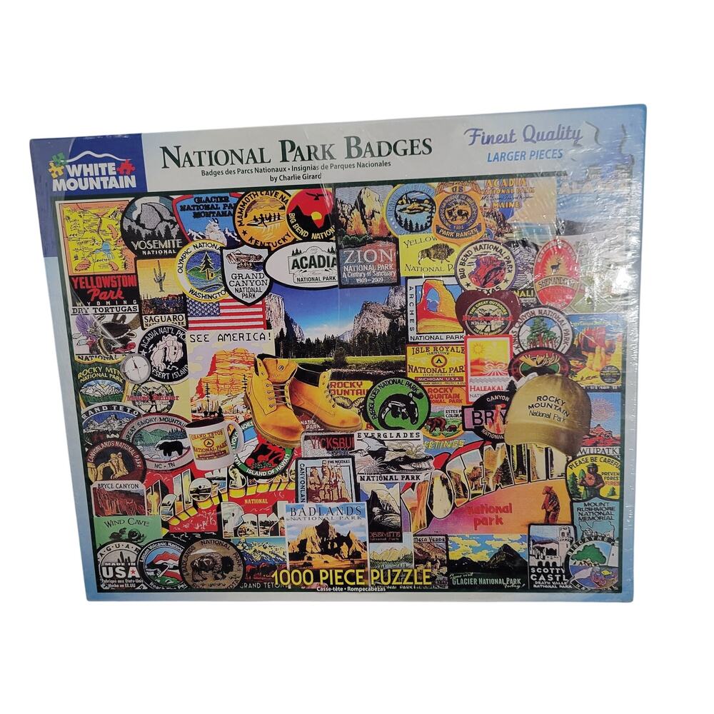 White Mountain National Park Badges By Charlie Girard 1000 Piece Puzzle 10825-2 - Picture 1 of 4